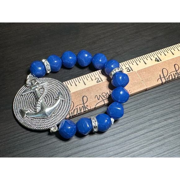 Pair of Coastal Beaded Bracelets Banded Anchor Starfish Fashion Jewelry - Picture 8 of 11